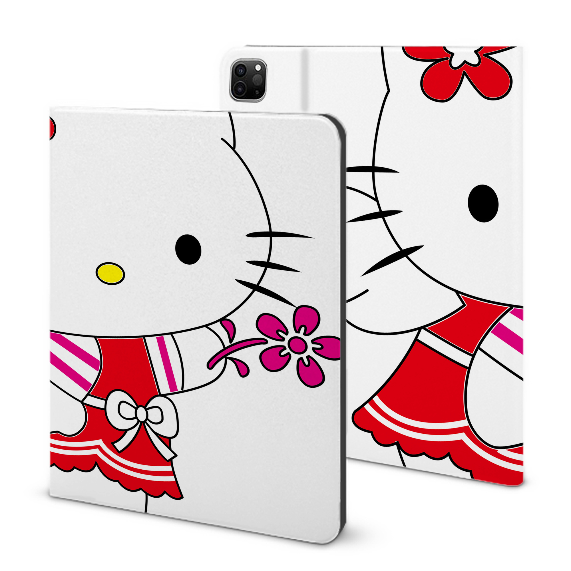 （画像用） Hello Kitty ハローキティ IPad ケース ブック型 PUレザー TPU 耐衝撃 軽量 薄型 ペン収納なし 全面保護 IPad 各モデル対応